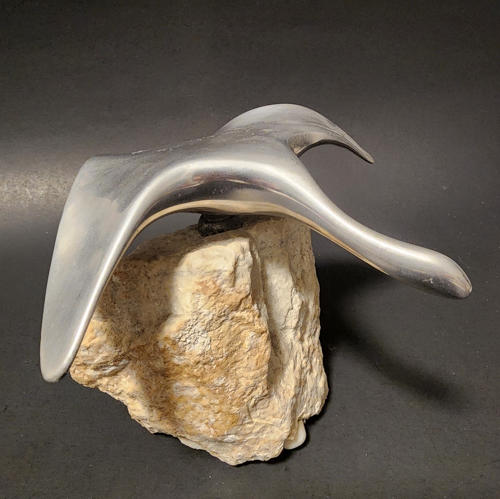 Hoselton Canada Goose on Rock Sculpture - Aluminum Bird Figurine on Granite #122
